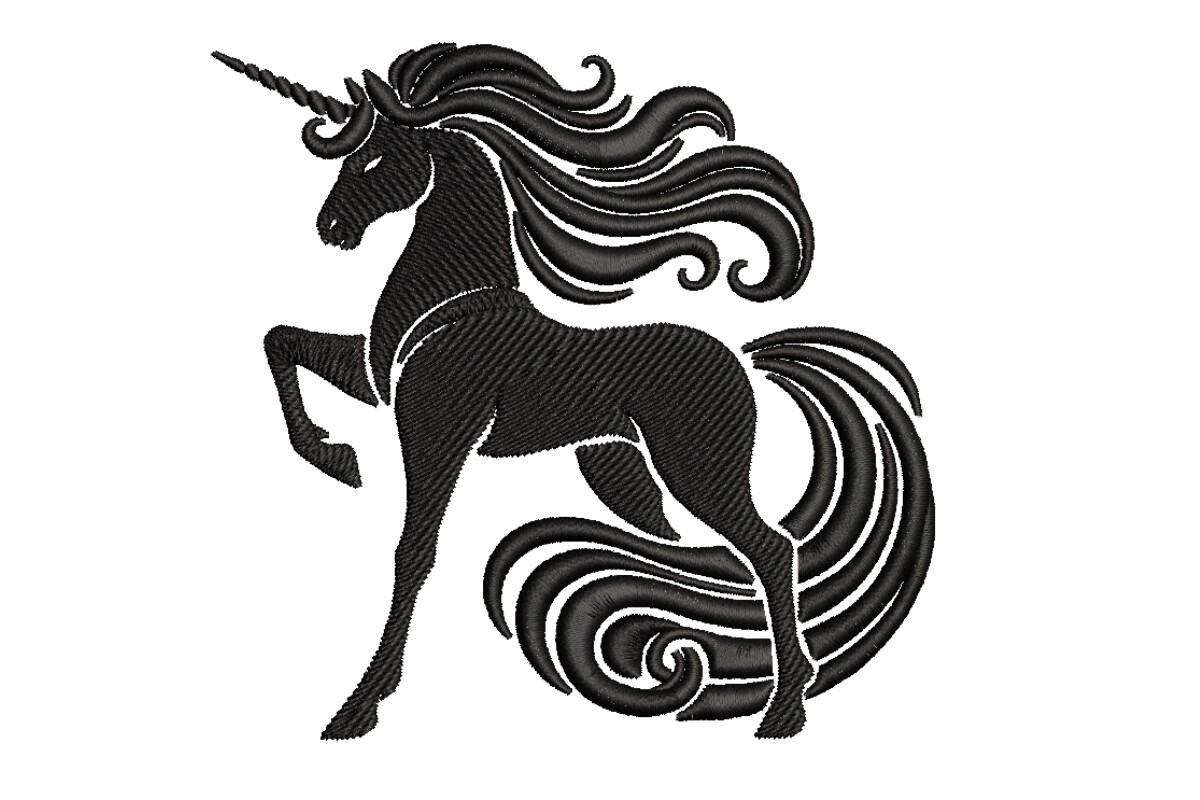 Long Hair Unicorn Embroidery