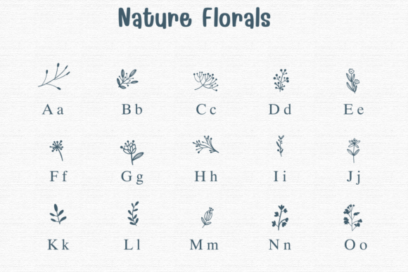 Nature Florals Font PNG with transparent background - Preview 1