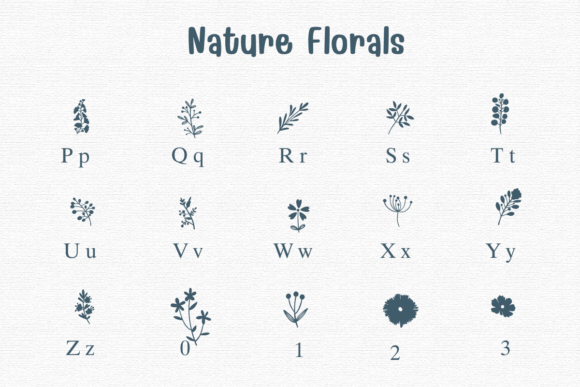 Nature Florals Font PNG with transparent background - Preview 2