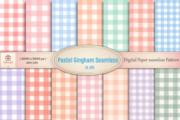 Pastel Gingham Digital Paper Bundle Graphic Patterns By Craftiqe-shop