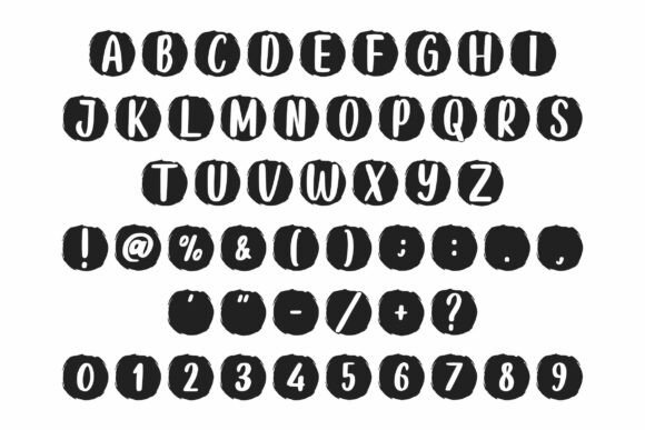 Round Grunge Font PNG with transparent background - Preview 4