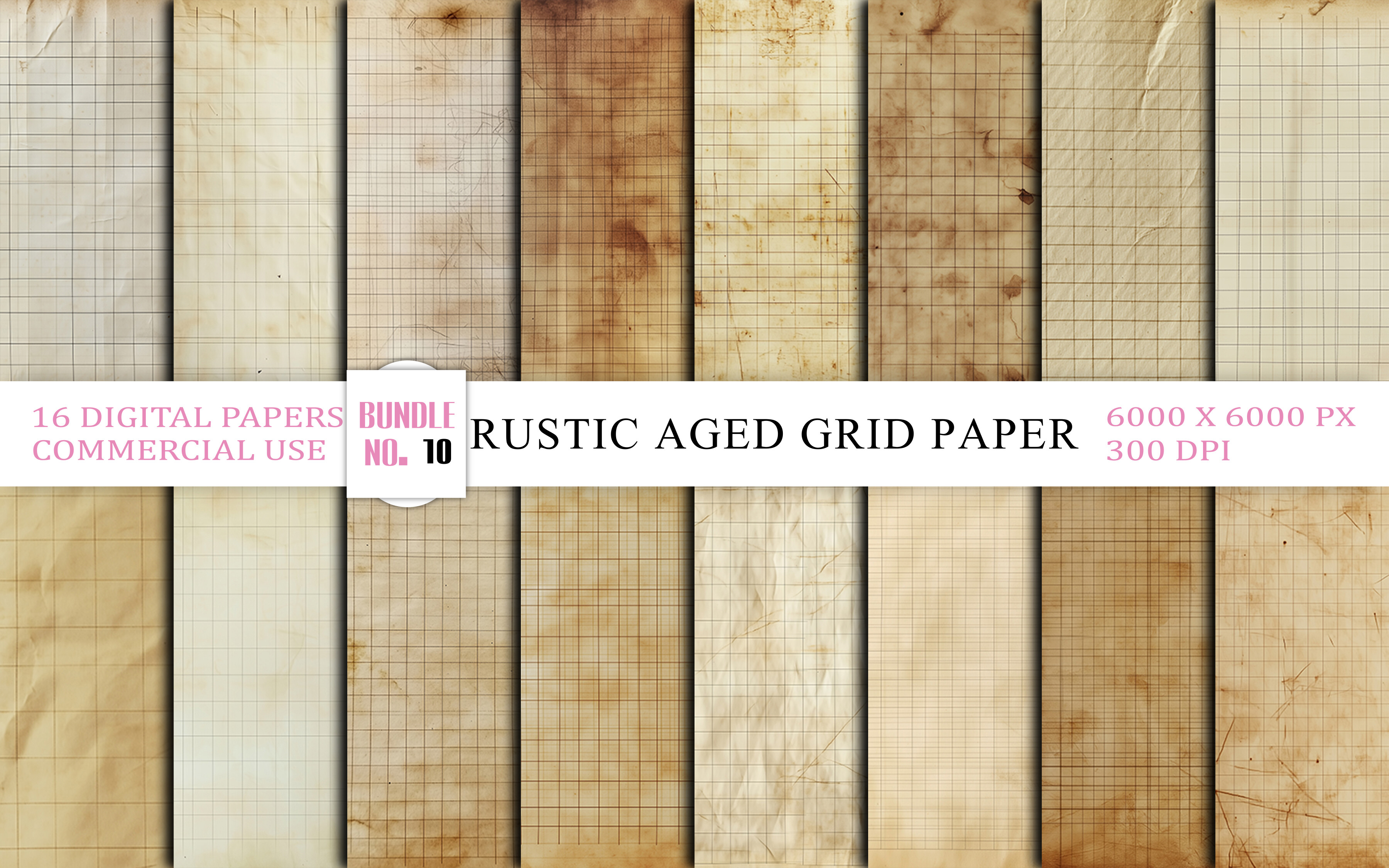 Rustic Aged Grid Paper Textures Bundle