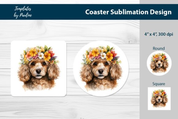 Toy Poodle Square Coaster Sublimation Grafica Modelli di Stampa Di Templates by Pauline