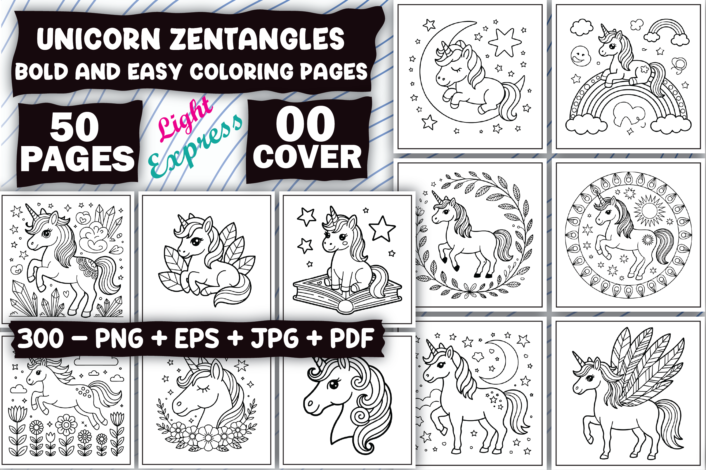 Unicorn Zentangles Coloring Pages Adults