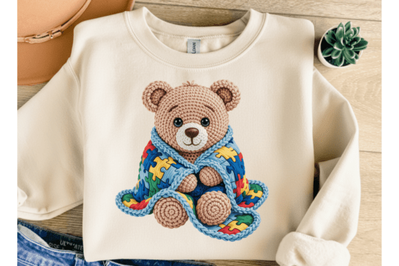 Autism Crochet Bear PNG
