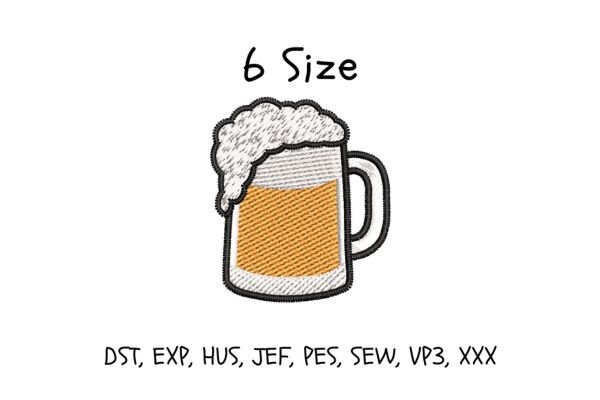 Beer Mug Embroidery Design