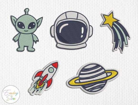 Cute Space Embroidered Patches Set