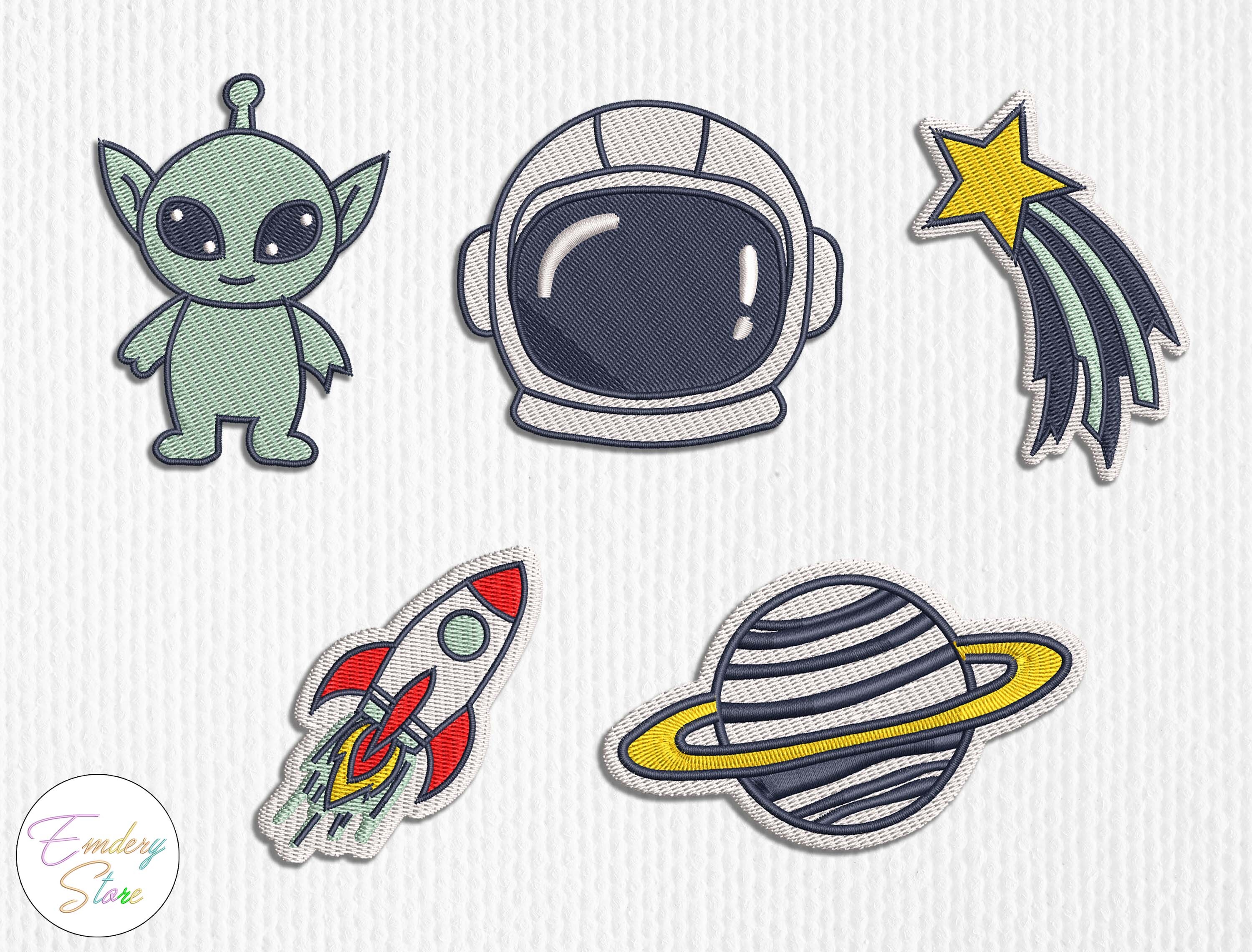 Cute Space Embroidered Patches Set