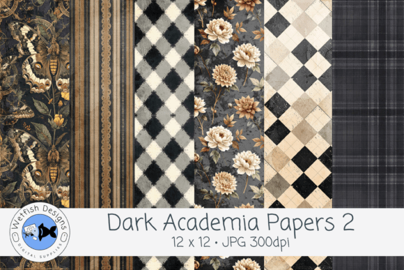 Dark Academia JPG Backgrounds 2 Graphic Backgrounds By Wetfish Designs