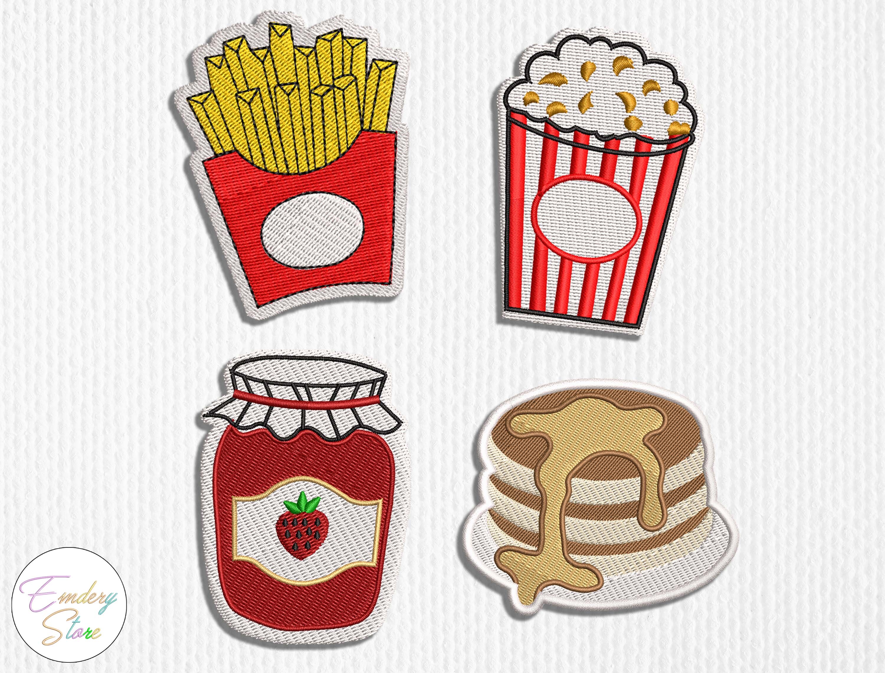 Fast Food Embroidered Patches Set