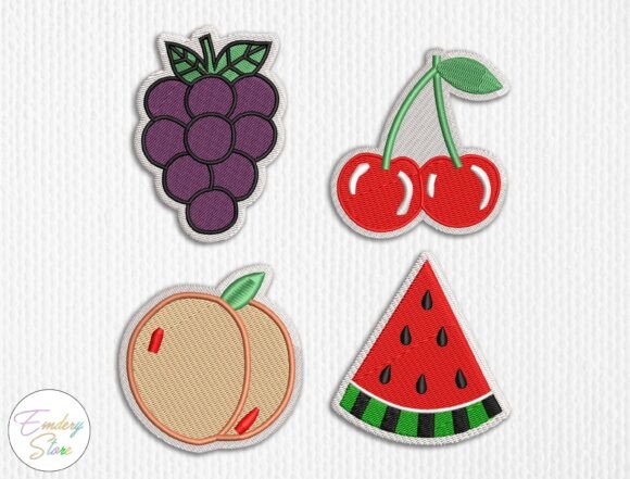 Fruit Embroidered Patches Set Summer Embroidery Design By Emdery Store