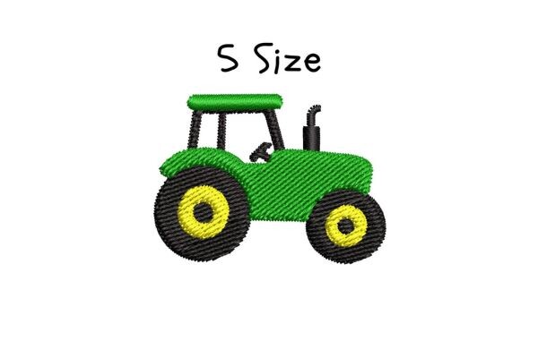 Green Farm Tractor Embroidery Design