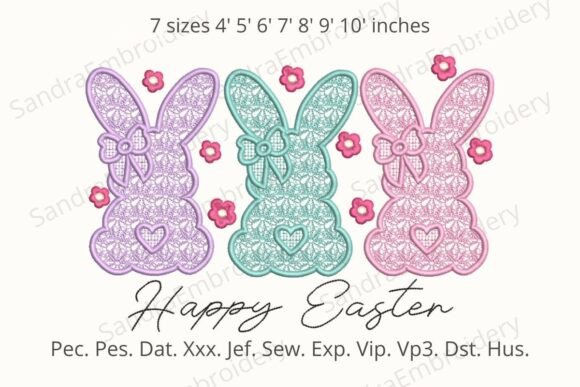 Happy Easter Bunny Embroidery Design