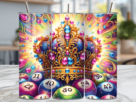 Jeweled Bingo Queen Crown Tumbler Wrap