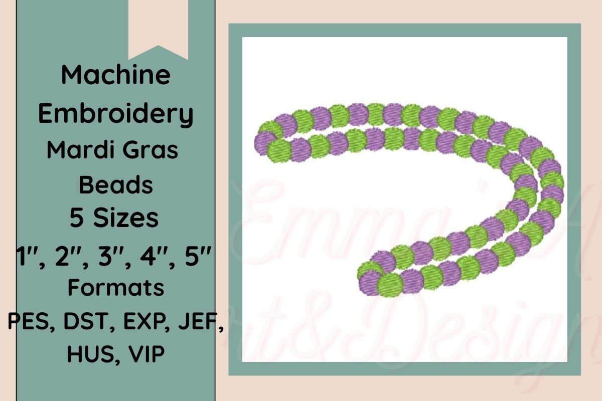Mardi Gras Beads Machine Embroidery