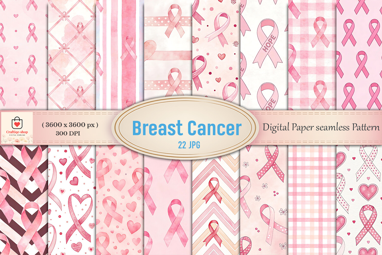 Pink Awareness Digital Paper Bundle