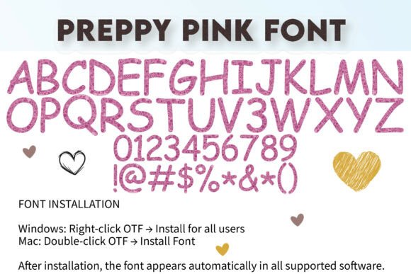 Preppy Pink Font PNG with transparent background - Preview 3