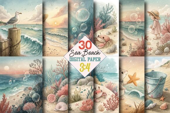 Under the Sea Beach Junk Journal Pages Graphic by Colourful · Creative ...