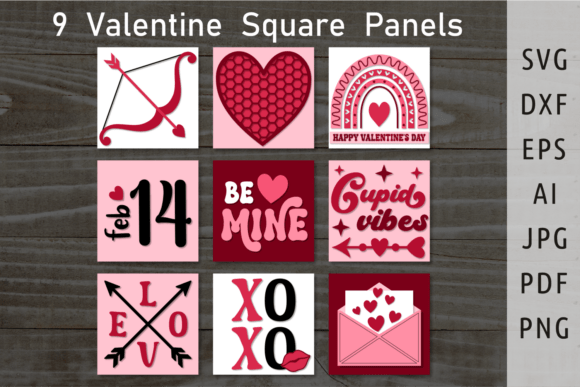 Valentine Square Decor Panels Svg Love