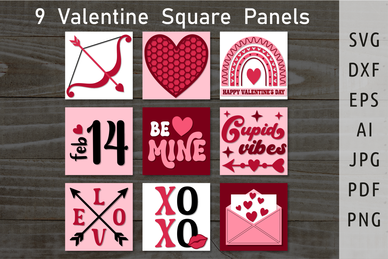 Valentine Square Decor Panels Svg Love