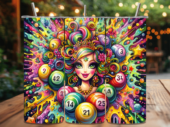 Vibrant Bingo Ball Girl Tumbler Wrap