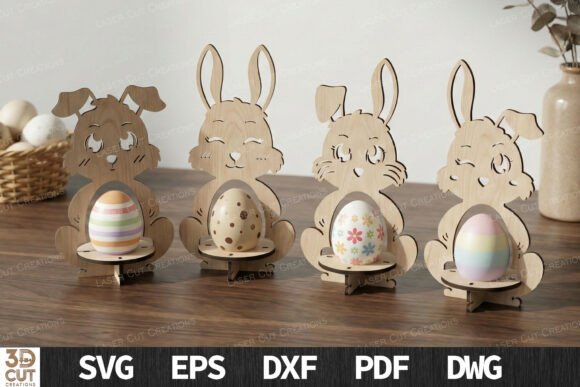 Cute Bunny Easter Egg Holder Bundle SVG Taglio Laser Di Laser Cut Creations