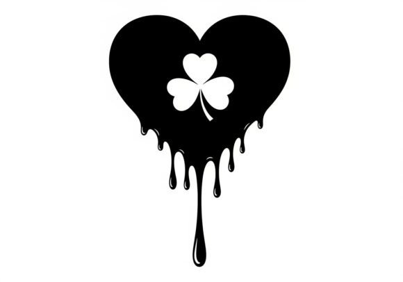 Dripping Heart Clover Melt Black Illustration Illustrations AI Par sahamilon125