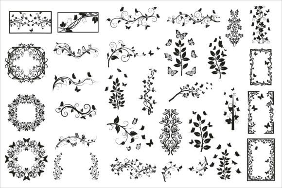 Elegant Vertical Floral Vine Silhouette