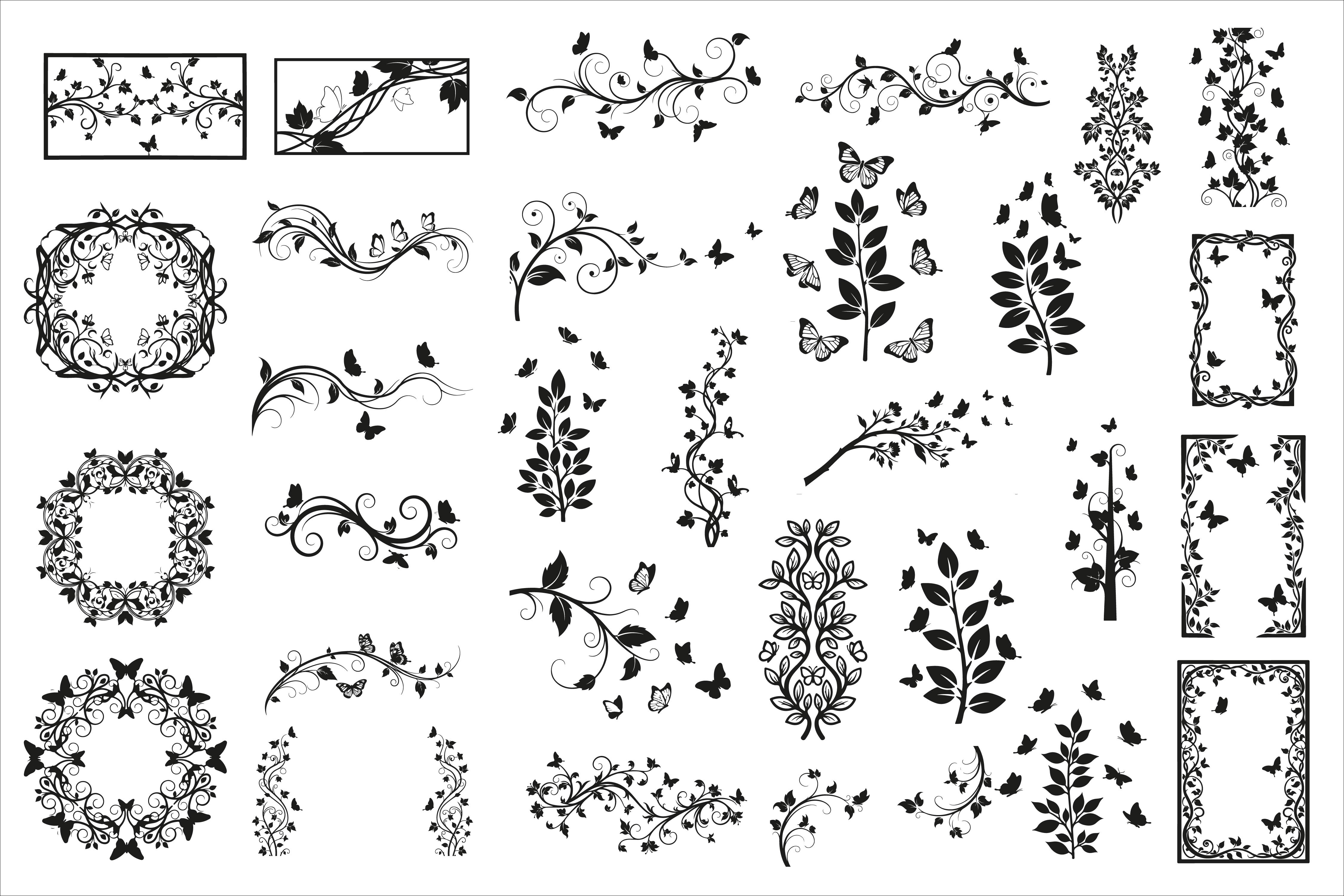 Elegant Vertical Floral Vine Silhouette