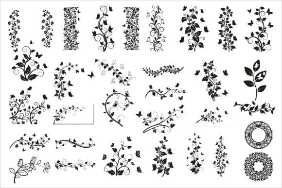 Elegant Vertical Floral Vine Silhouette