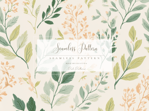 Kids Woodland Leaves Seamless Pattern PNG