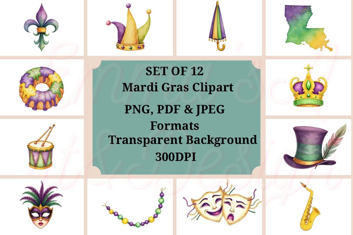 Mardi Gras Clipart Set PDF