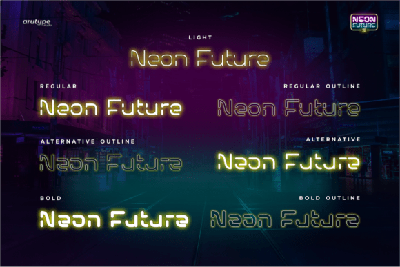 Neon Future 2 Font PNG with transparent background - Preview 3