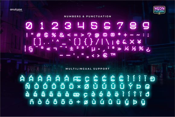 Neon Future 2 Font PNG with transparent background - Preview 2