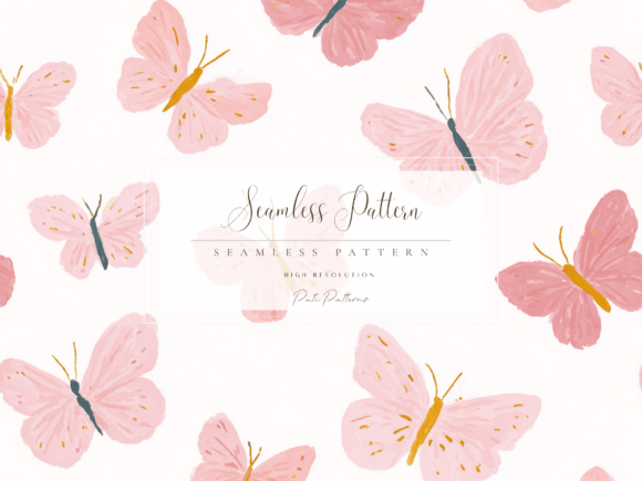 Powder Pink Butterfly Seamless Pattern PNG