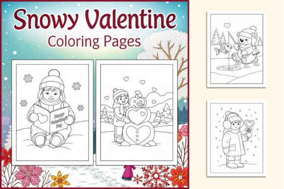 Snowy Valentine Coloring Pages