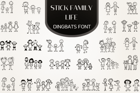 Preview of Stick Family Life dingbat font