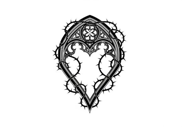 Thorns Gothic Heart Crown Clover Grafica Illustrazioni AI Di sahamilon125