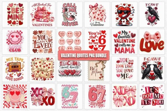 Preview of Valentine Quotes PNG Bundle Valentine sublimation design