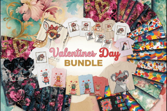 Preview of Valentine's Day Animal PNG Bundle Cute Valentine sublimation design