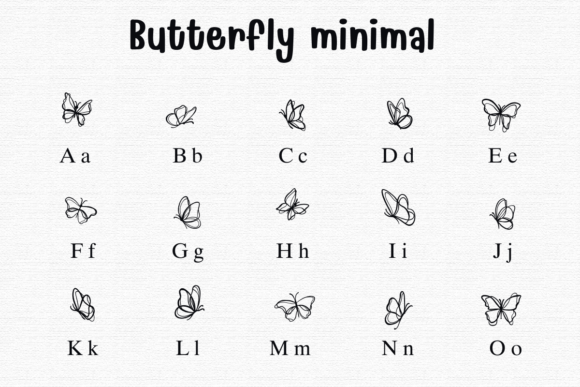 Butterfly Minimal Font PNG with transparent background - Preview 1