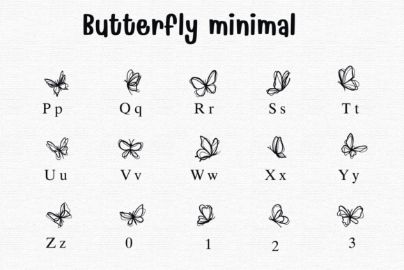 Butterfly Minimal Font PNG with transparent background - Preview 2