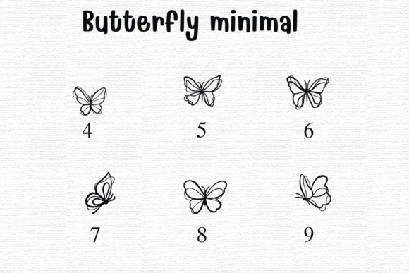 Butterfly Minimal Font PNG with transparent background - Preview 3