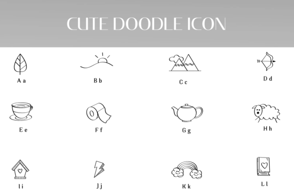 Cute Doodle Icons Font - Preview 1