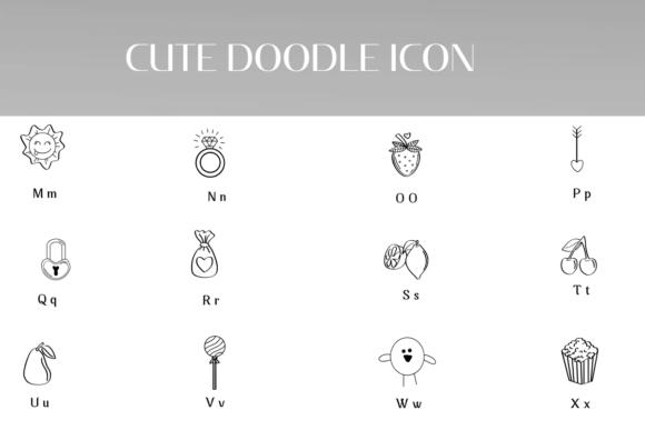 Cute Doodle Icons Font - Preview 2