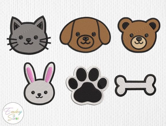 Cute Pet Embroidered Patch Set