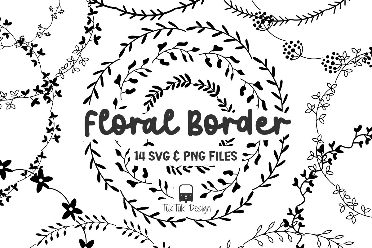 Floral Circle Round Border SVG & PNG