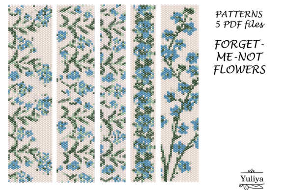 Peyote Floral Bracelet "Forget-Me-Not"