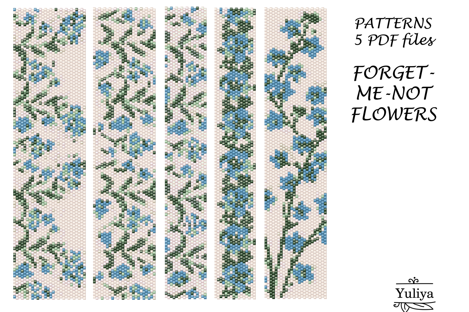 Peyote Floral Bracelet "Forget-Me-Not"