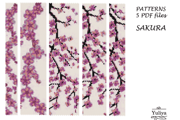 Sakura Peyote Bracelet Bead Pattern PDF